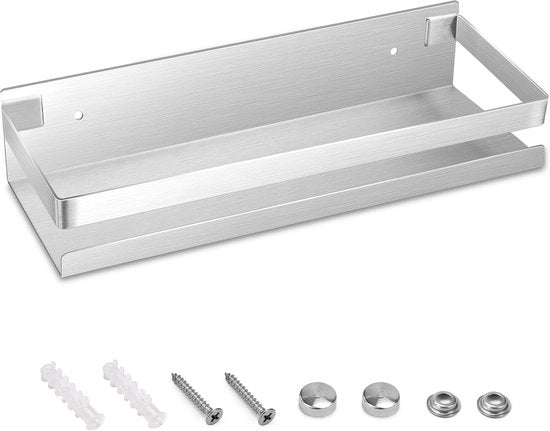 Scaffale doccia - RVS - Bagno - Montaggio a muro - Bagno Regolatore - Raccogli Rifiuti rettangolare - Pannelli per cucina - Bagno - Salotto - 30cm (Argento)