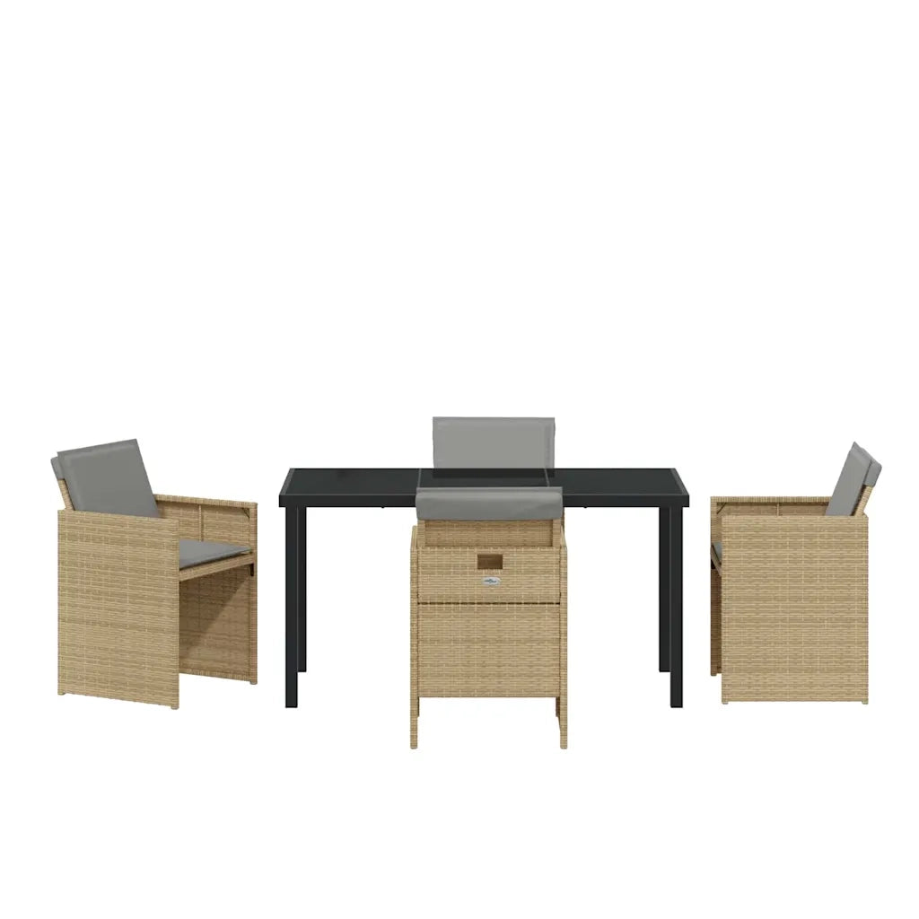 Set da Pranzo per Giardino 5 pz | Set Salotto da Giardino Beige polyrattan