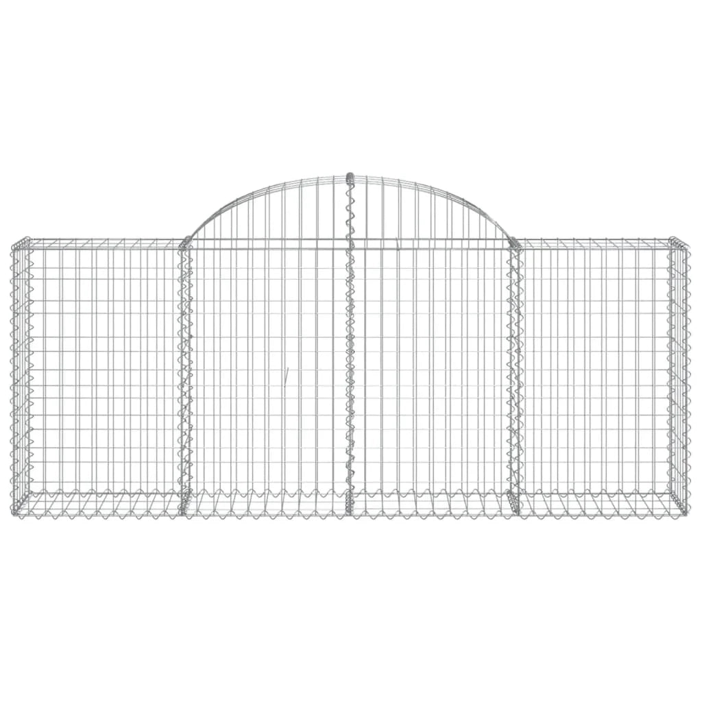Cestini gabbioni recinzione a gabbia muro di contenimento ad arco 13 pezzi 200 x 30 x 80/100 cm ferro zincato argento 02_0040366