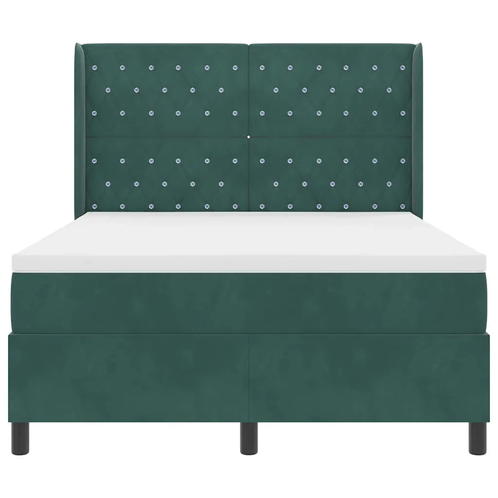Letto a molle con strisce LED Verde Scuro 140 x 200 cm Velluto 3343817