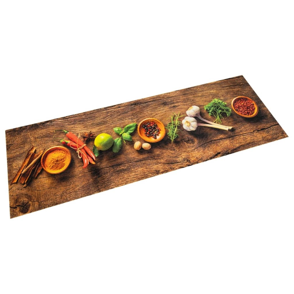 Tappetino da cucina lavabile con stampa di spezie antiscivolo 60 x 300 cm velluto multicolore 02_0056446