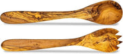 Set di servizio da tavola in legno di olivo - 2 pezzi - 30 cm - naturale - set di servizio da tavola - insieme da cucina - forchetta e cucchiaio