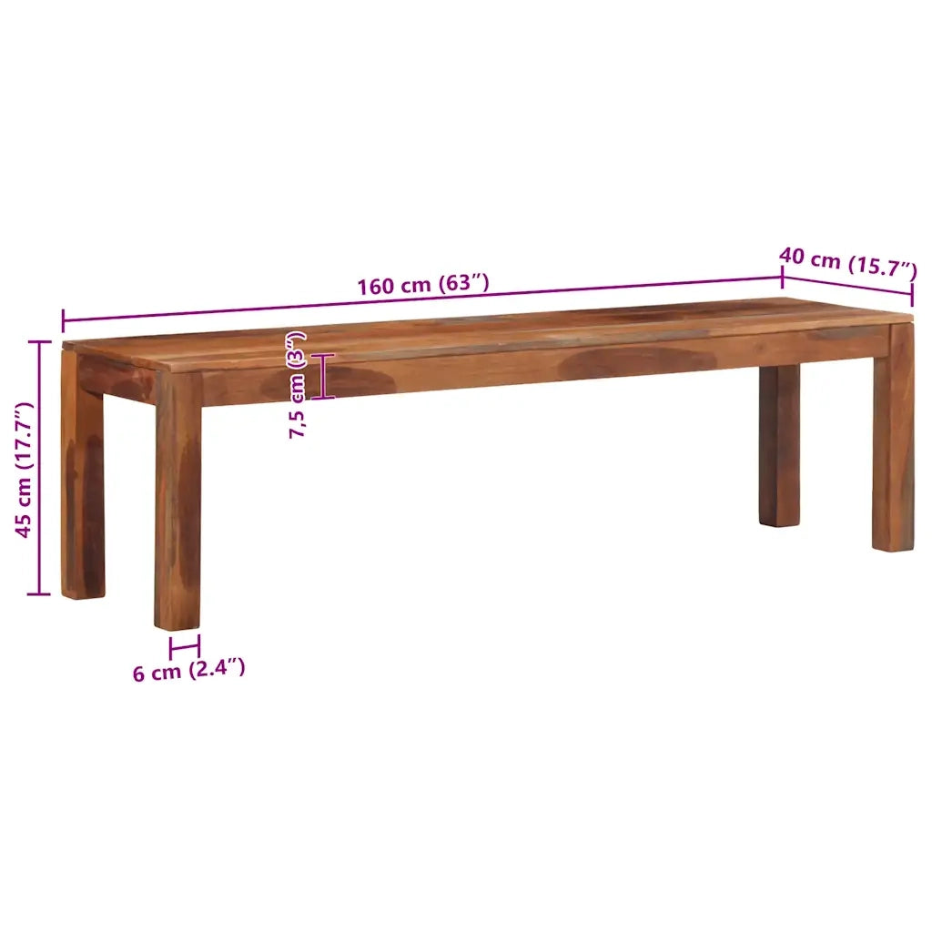 Panca 160 cm in Legno Massello di Acacia 4102376