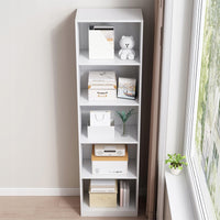 Scaffale verticale per libri, ripiani alti, moderno, bianco, colonna loft 182 cm