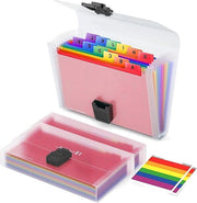 Organizzatore di Ricevute per Accordion - 2 pezzi Mini 13 tasche A6 Organizzatore di File in Plastica per la Conservazione di Documenti in Casa o in Ufficio - Mini Custodie per Documenti con 12 Etichette