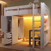 Letto a castello bianco con funzione scrivania sottostante 90x200 cm