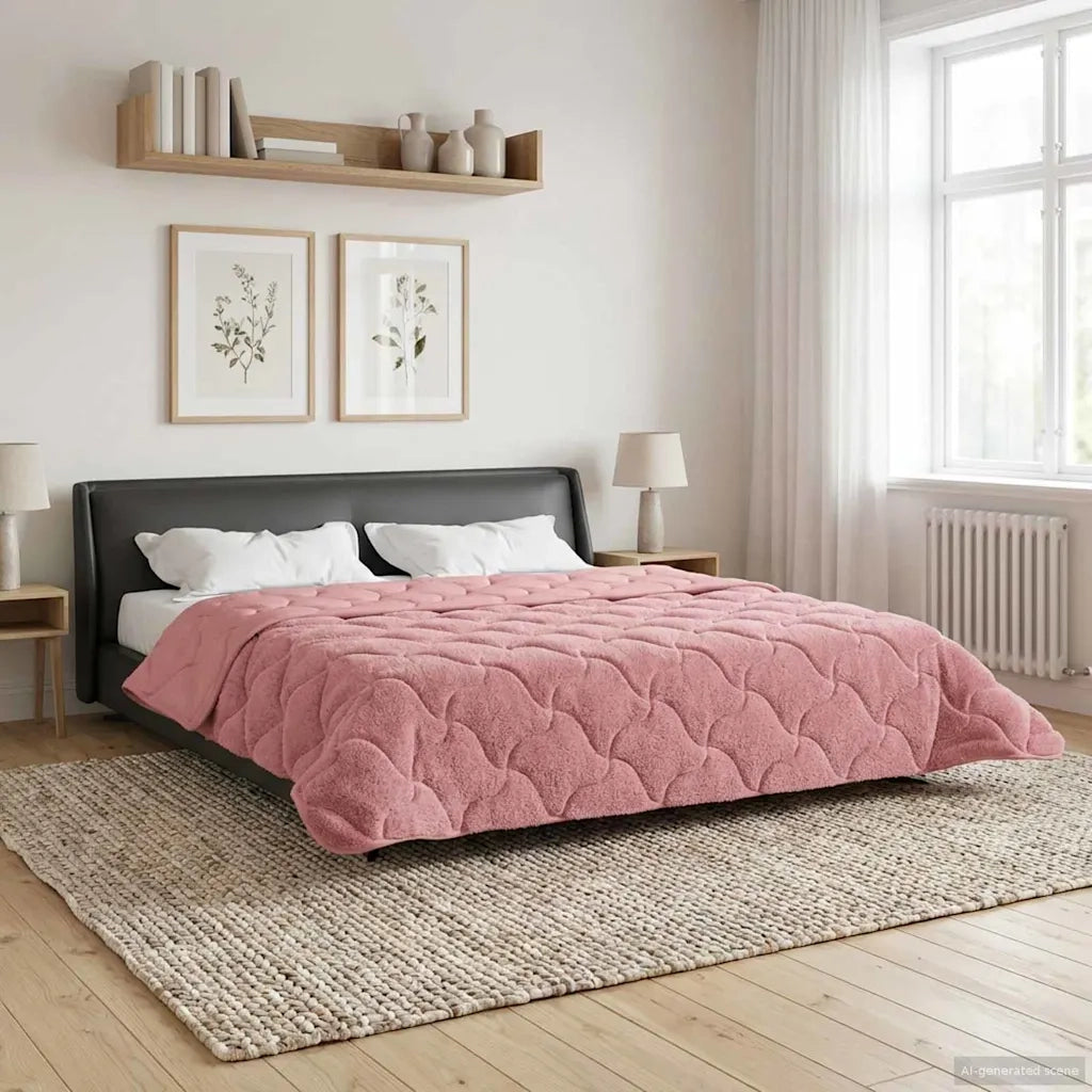 Piumone | Duvet Estivo Rosa 240 x 260 cm Microfibra e Fleece Teddy