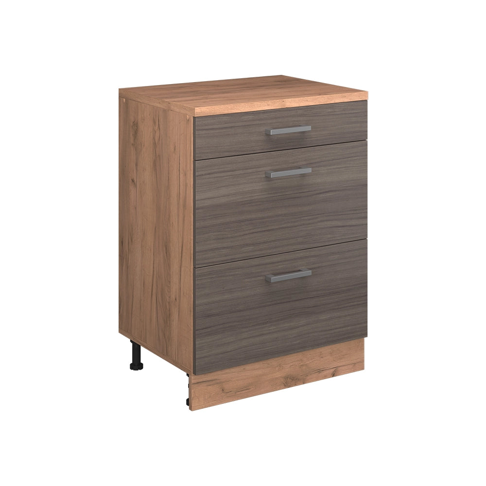 Mobile per mansarda Rion Grigio nobile/Rovere dorato 60 x 83.8 cm senza inclinazione con 3 cassetti Vicco