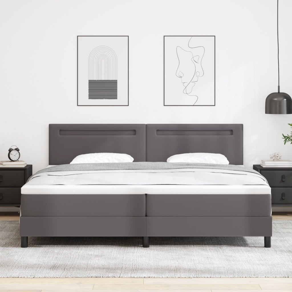 Letto a molle  con materasso Grigio 200x200 cm Similpelle