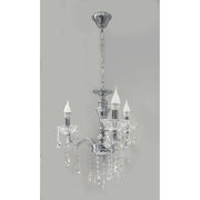 Trade Shop - Lampadario Soffitto 3 Bracci A Sospensione Con Catena Gocce Pendenti Lampada A26 - Argento