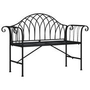 Panca da giardino mobili da esterno per patio terrazza 2 posti 128 x 44,5 x 88 cm acciaio nero 02_0011282