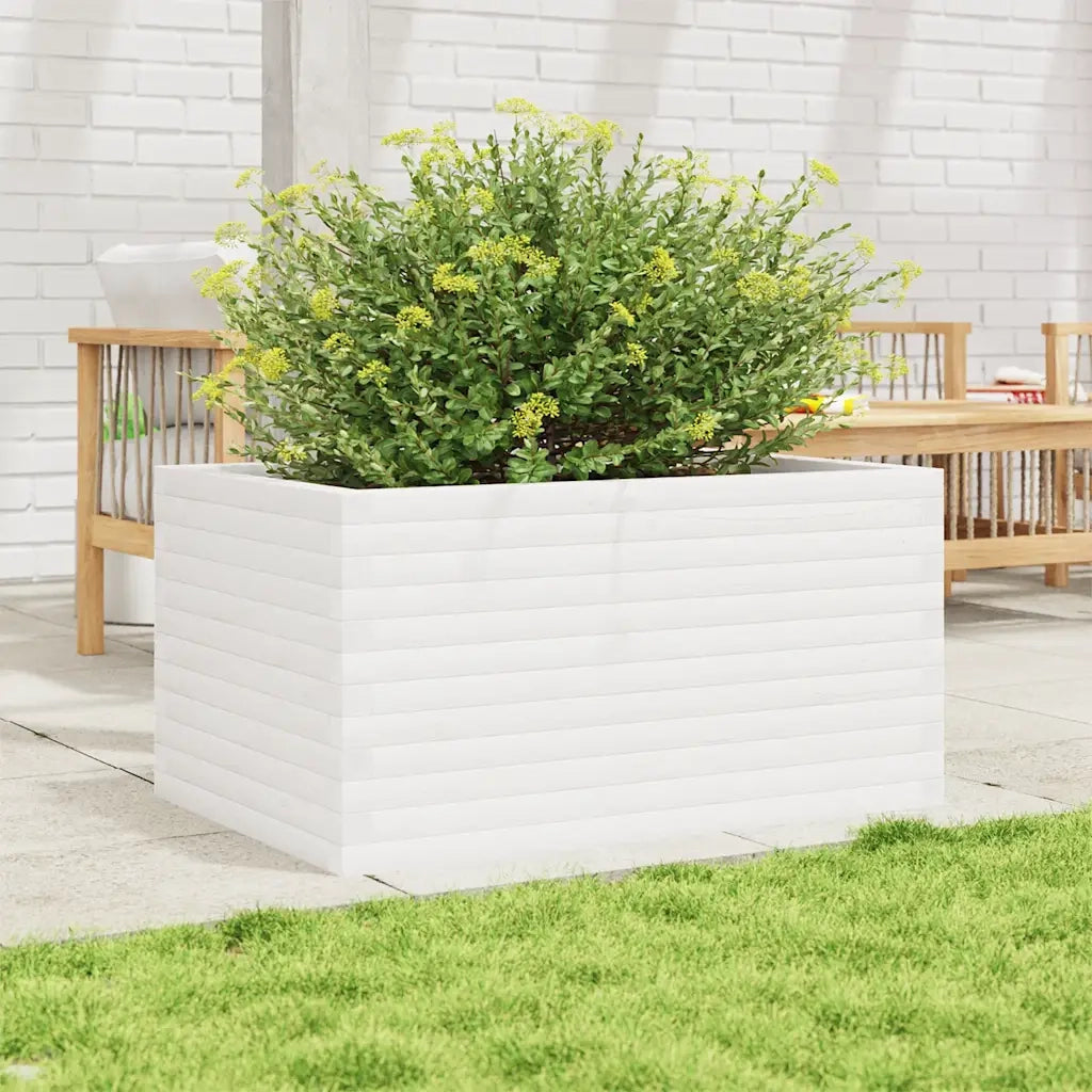 Fioriera da Giardino-Vaso da Esterno Bianca 90x60x46 cm Legno Massello di Pino