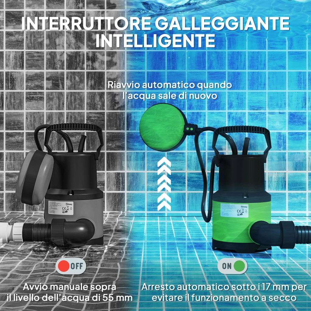 Pompa Sommersa per Acque Sporche 400W 9000L/h ¨C zephmum ¨C Verde