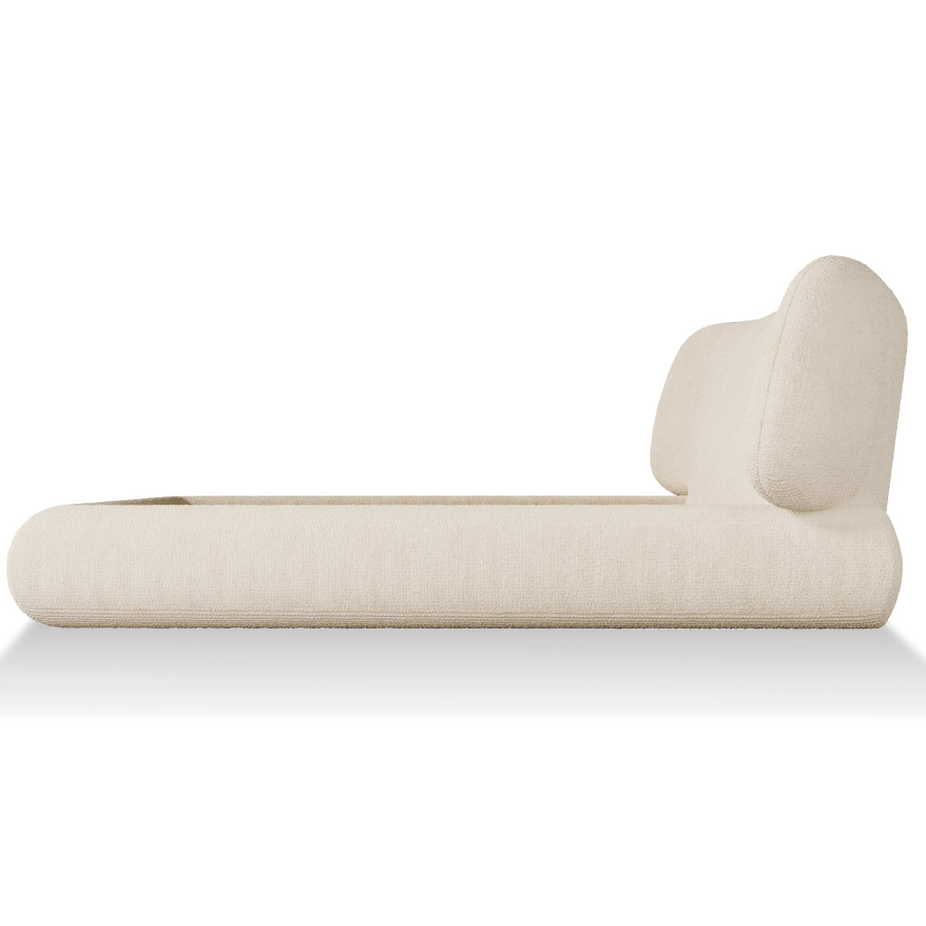 Letto 140x200 cm imbottito con testiera in ciniglia beige