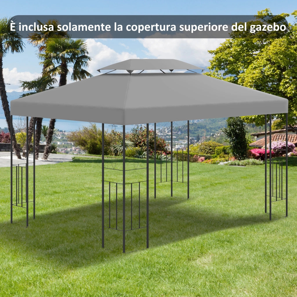 Copertura per Gazebo ¨C zephmum ¨C Grigio 4x3 m Poliestere 2 Livelli