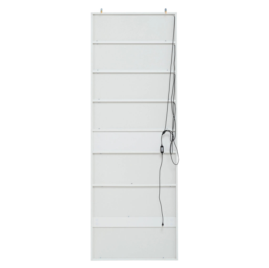 Vetrina alta con LED e ante in vetro; 70 x 30 x 200 cm; bianco