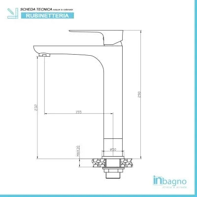 Miscelatore lavabo alto Flat in ottone nero opaco con piletta inclusa