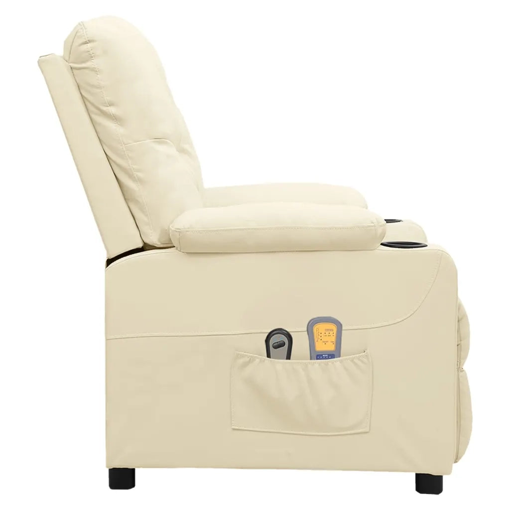 Poltrona Reclinabile Massaggiante Elettrica Crema in Similpelle cod mxl 32274