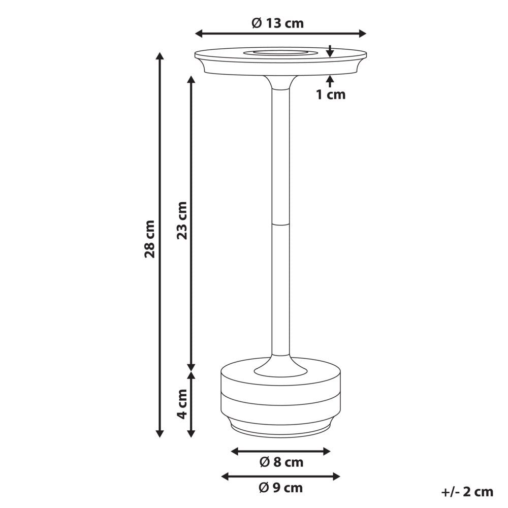 Lampada da tavolo wireless in metallo argento per interni ed esterni con porta USB C ricaricabile