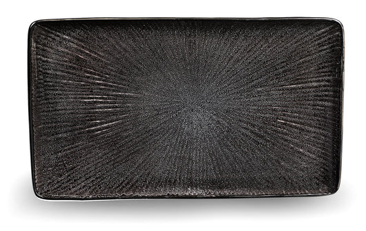 Set 4 Piatti Rettangolari 30x18x2,5 cm in Gres Kaleidos Sirius Neri