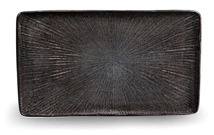 Set 4 Piatti Rettangolari 30x18x2,5 cm in Gres Kaleidos Sirius Neri