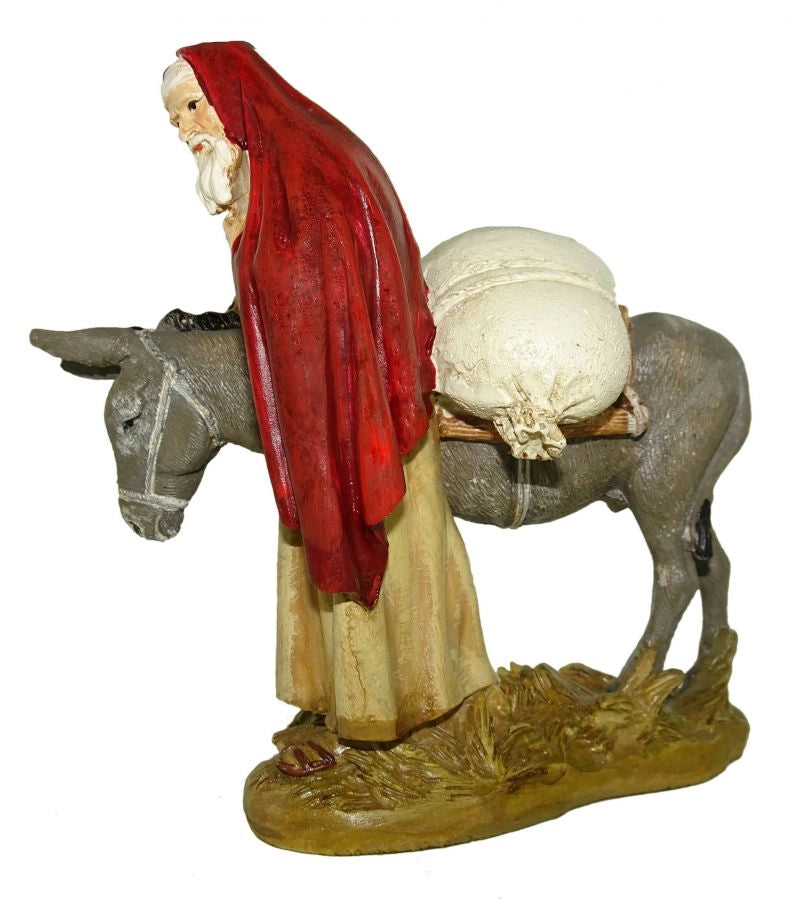 VIANDANTE CON ASINO PER PRESEPE DA 10 CM