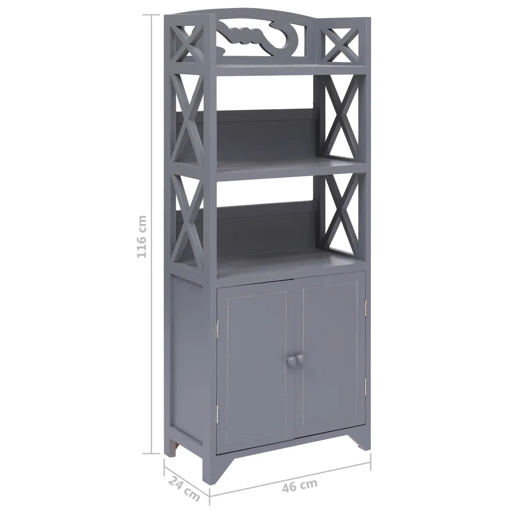 Armadietto da Bagno Grigio 46x24x116 cm Legno di Paulownia cod mxl 41982