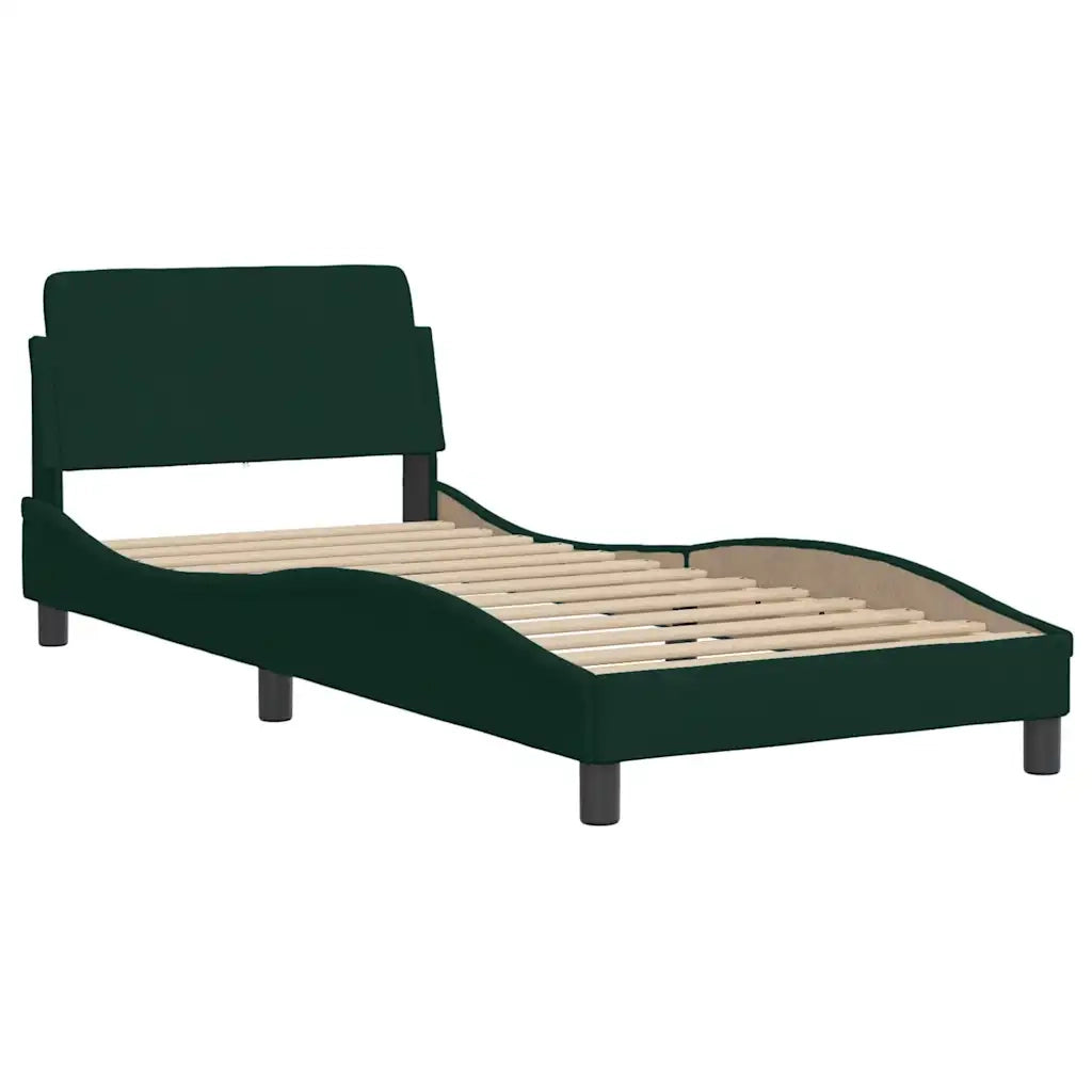 Giroletto con LED senza Materasso-Struttura Letto Hanko Verde Scuro 80x200 cm in Velluto