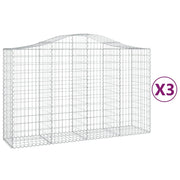 Cestini gabbioni recinzione a gabbia muro di contenimento ad arco 3 pezzi 200 x 50 x 120/140 cm ferro zincato argento 02_0040745