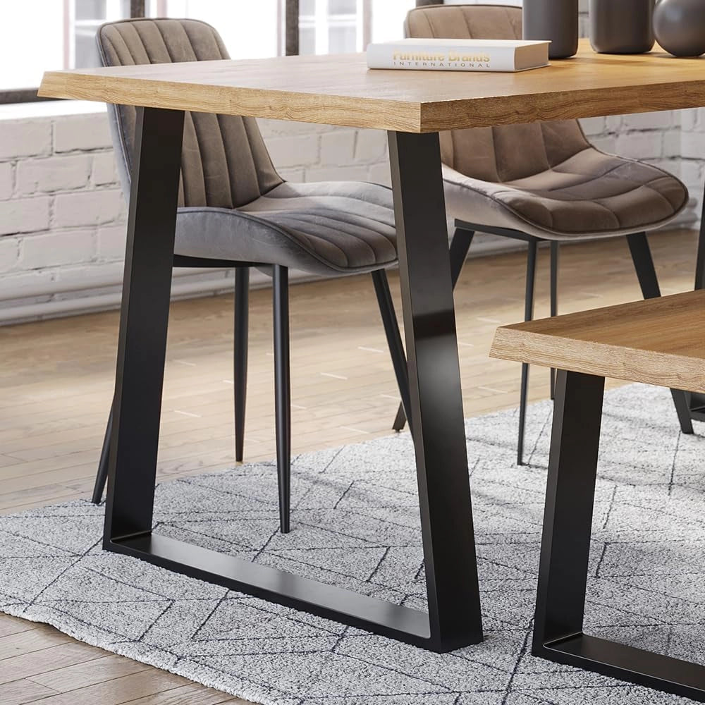 Gambe per tavolo, Nero, 80 x 72 cm Trapezoidale, per un facile montaggio su tavoli da pranzo e piani di lavoro