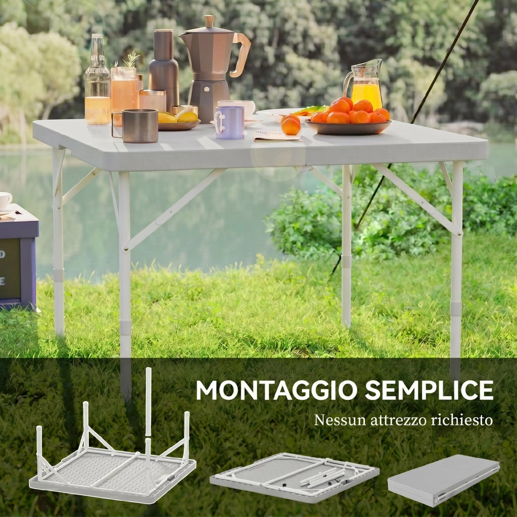 Tavolo da campeggio pieghevole ¨C zephmum ¨C grigio scuro, HDPE e metallo, 86x86x74 cm