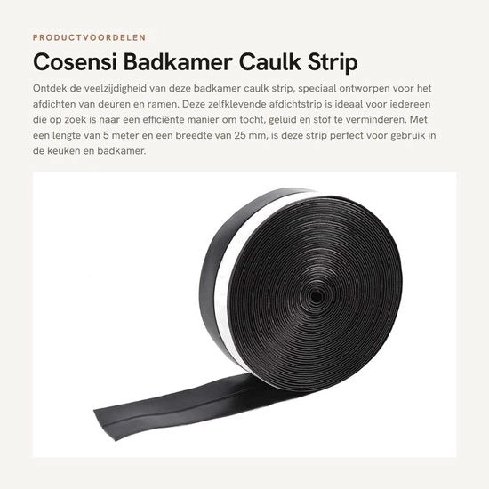 Afdichtstrip autoadesivo 5M 25mm - Isolazione acustica - Prevenzione polvere - Impermeabile - Cintura di chiusura - Per cucina/bagno - Cintura di chiusura autoadesiva