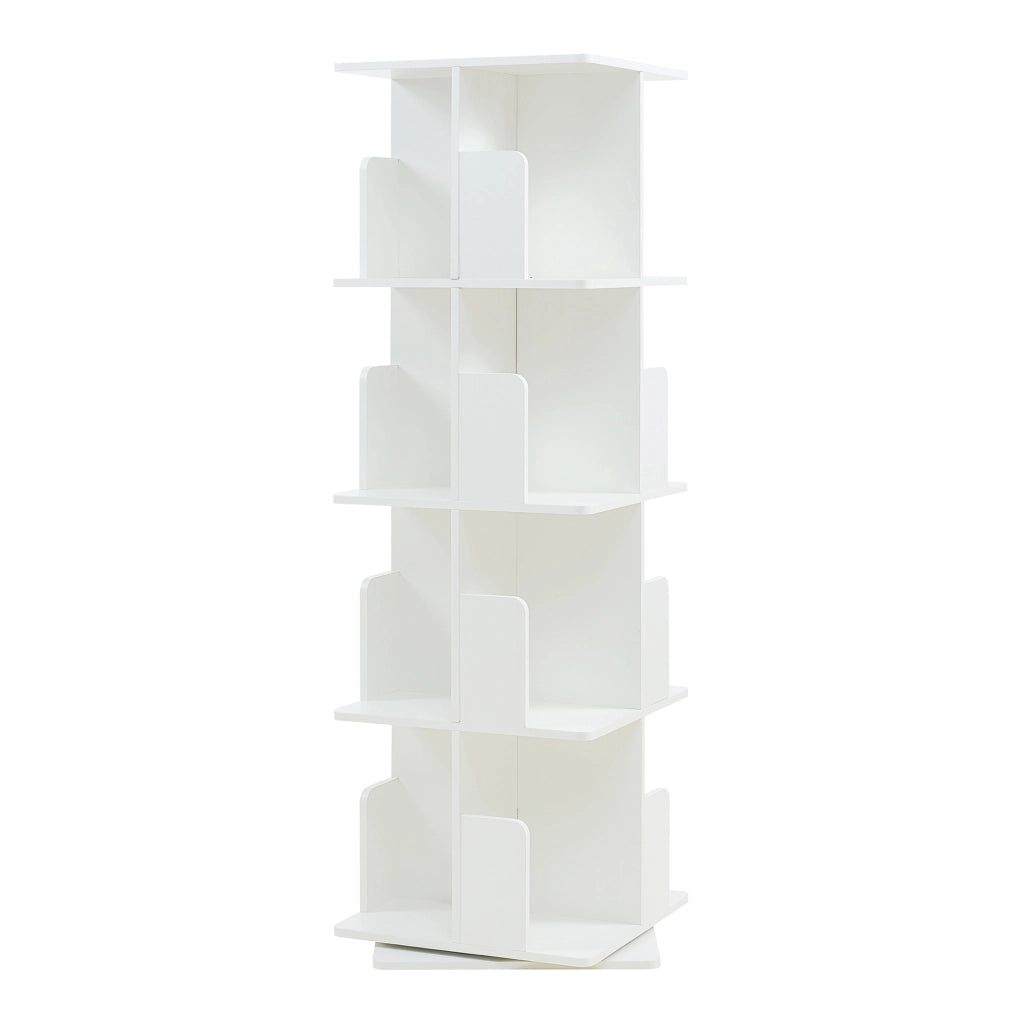 Libreria Girevole per Cameretta Talöpintaa Scaffale Rotante Espositore 129x40x40 cm Bianco [en.casa]