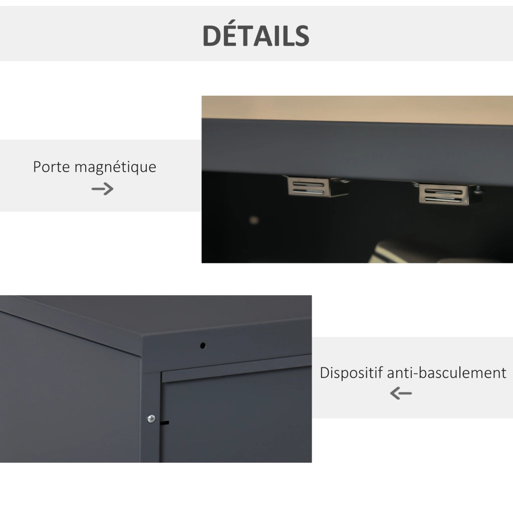 Armadio metallico ufficio 3 ripiani con 2 ante e ripiani regolabili ¨C Xylo ¨C Grigio