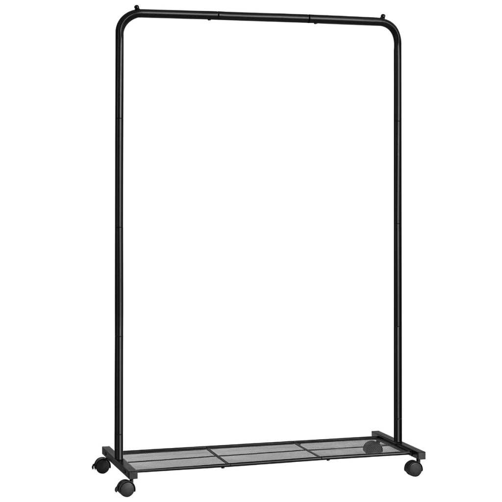 Stander appendiabiti Oskar in acciaio nero con ruote