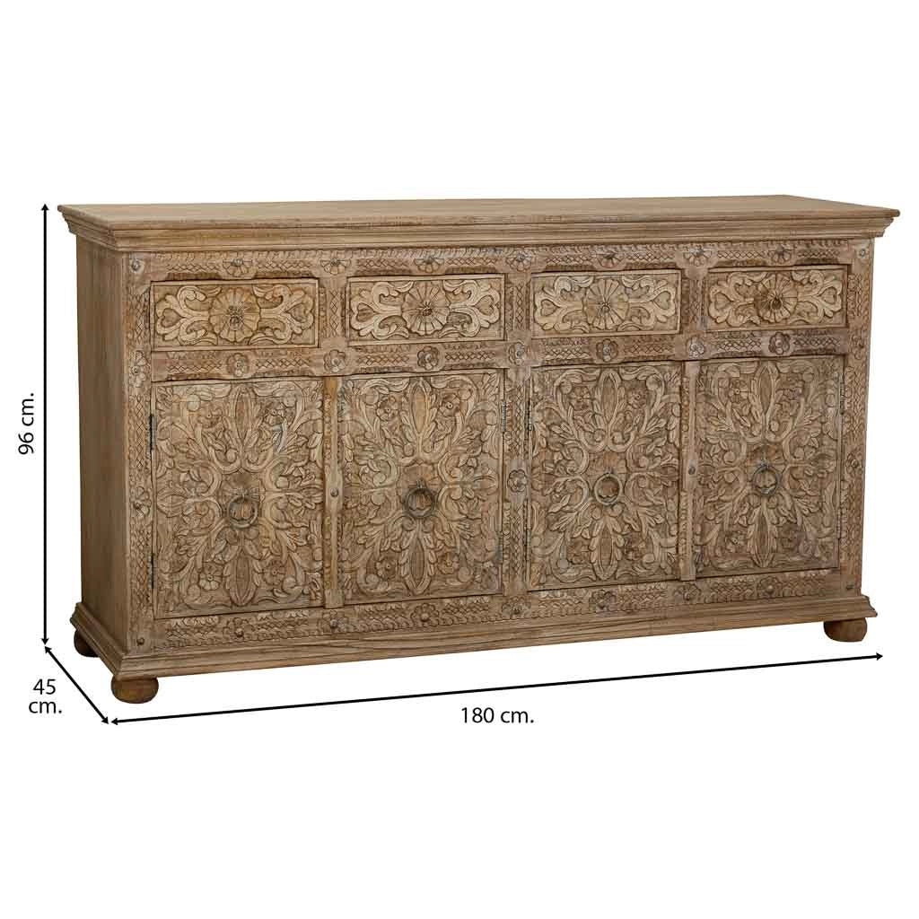 Credenza in legno artigianale marrone 180x45x96