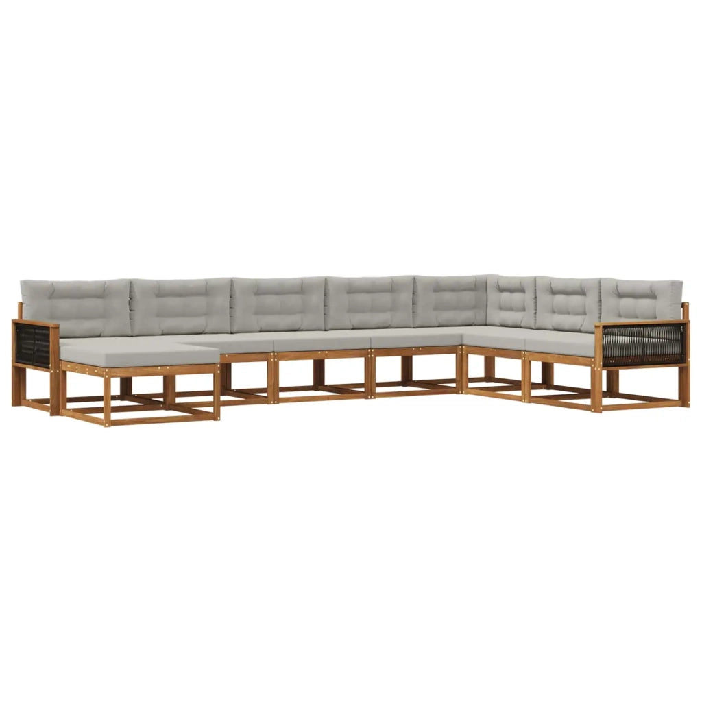 Set di divani da esterno 8 pz Naturale e Grigio Chiaro 3382804