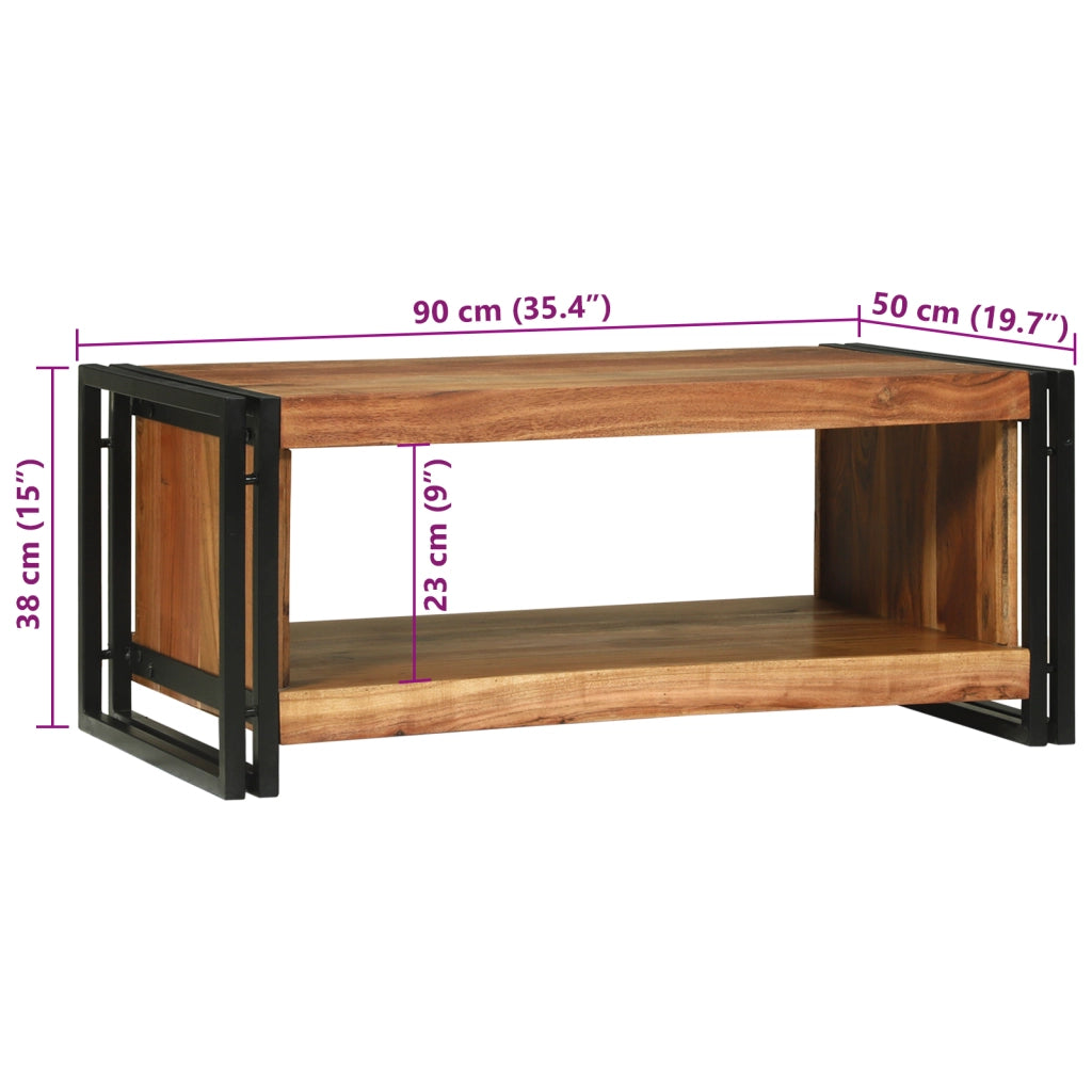 Tavolino da CaffÃ¨ 90x50x38 cm Legno Massello di Acacia