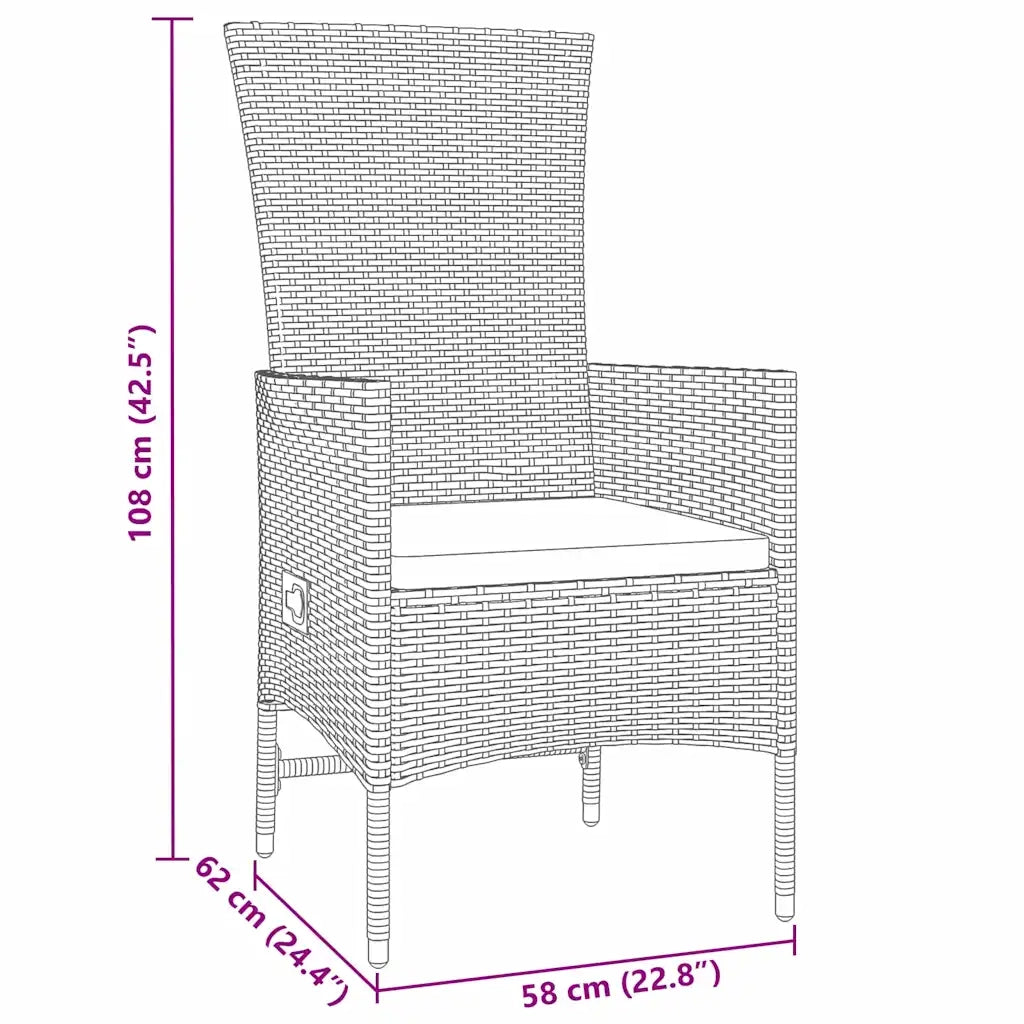 Set da Pranzo per Giardino con cuscino 9 pcs Beige polyrattan 3379470