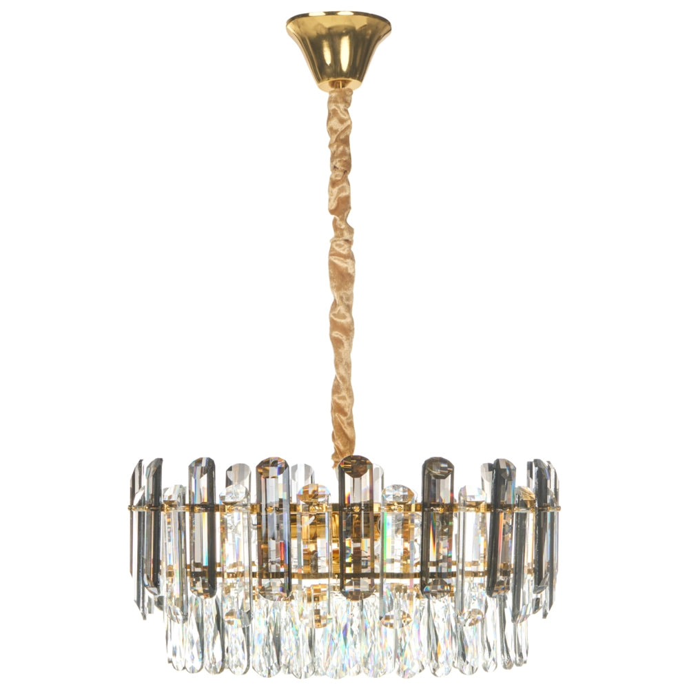 Lampadario in ottone, metallo e cristalli di vetro ⌀ 48 cm Lampada a sospensione stile glamour