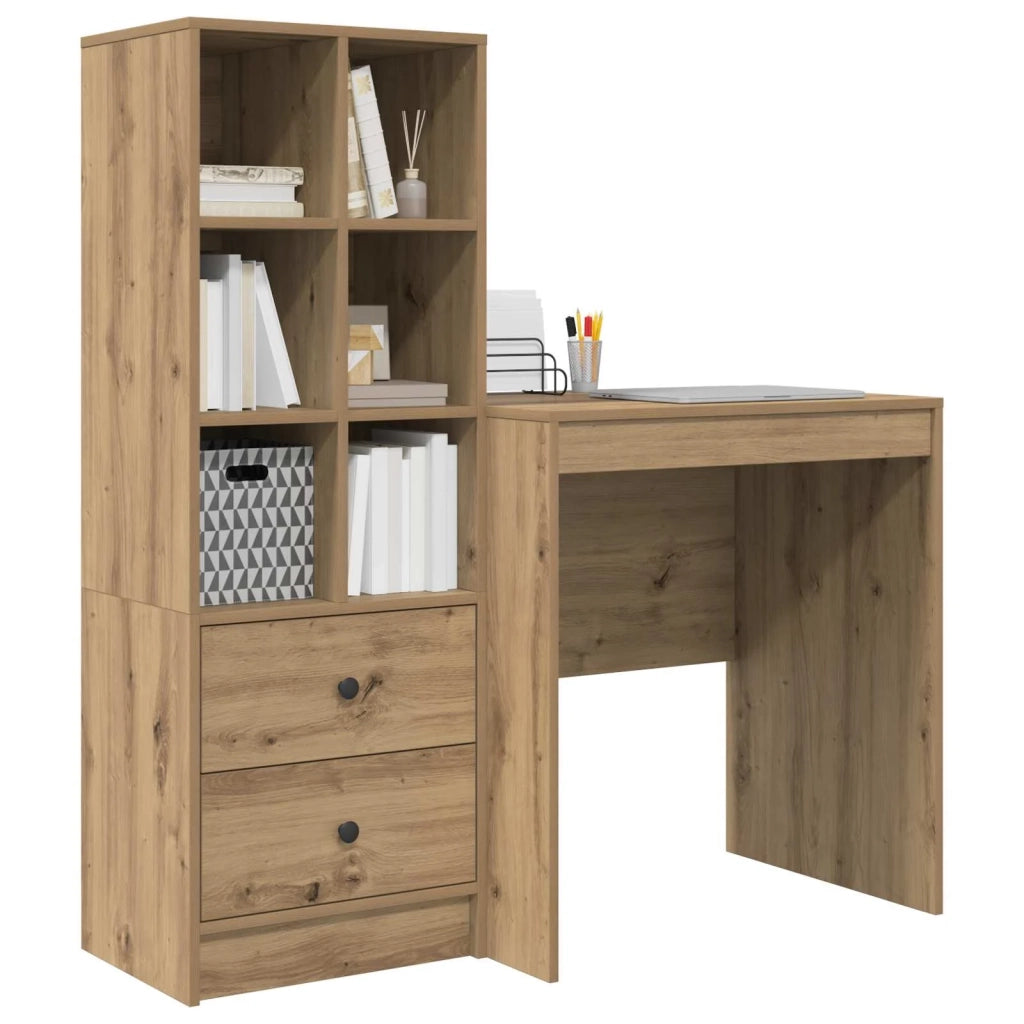 Scrivania con cassetto con lo scaffale 2 pcs Rovere artigianale 3337352