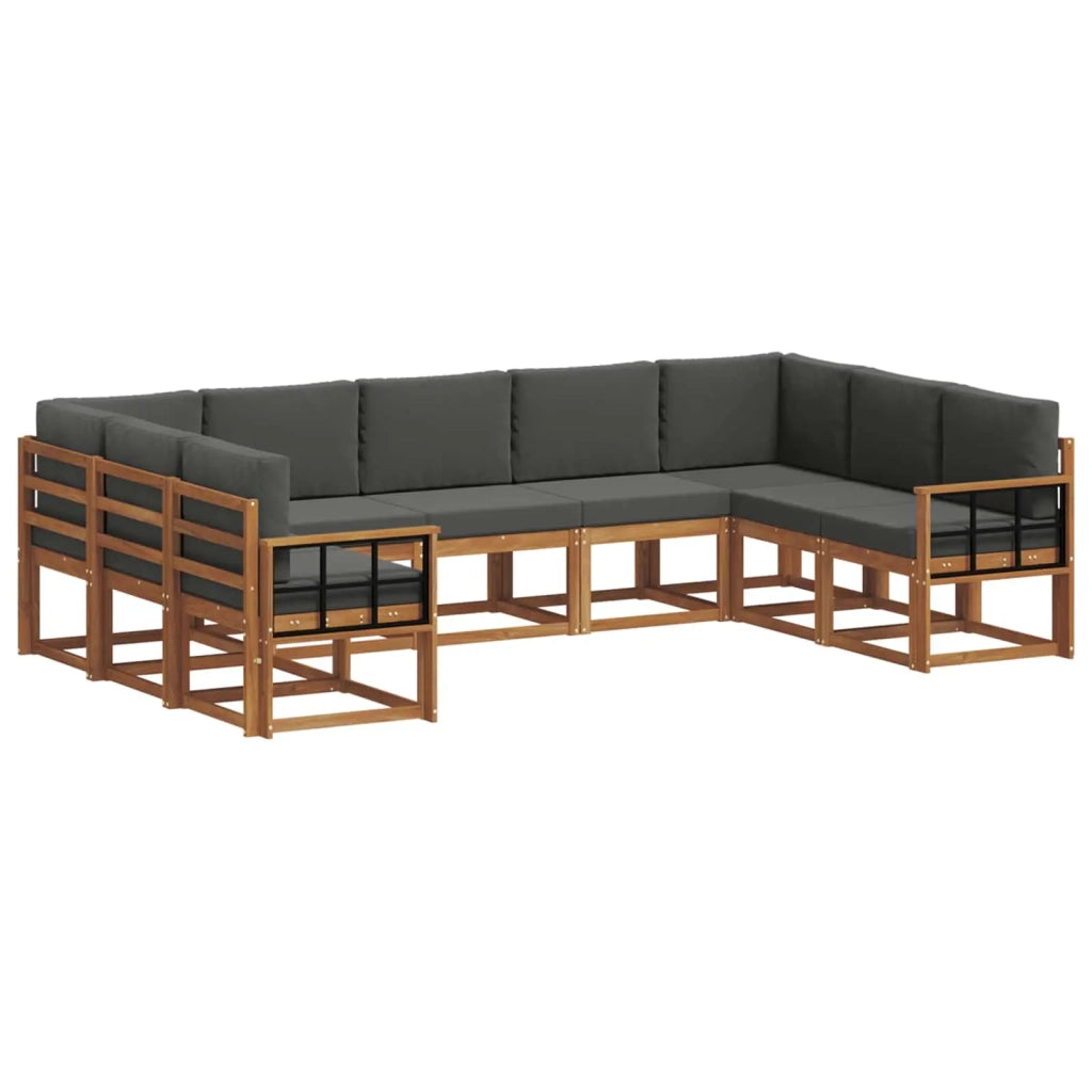 Set di divani da esterno con cuscino 9 pcs Naturale e Antracite