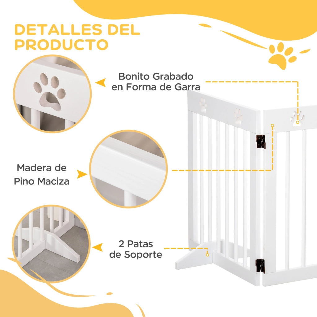 Barriera per Cani Pieghevole 4 Pannelli ¨C Zephmum ¨C Bianco 204x61 cm
