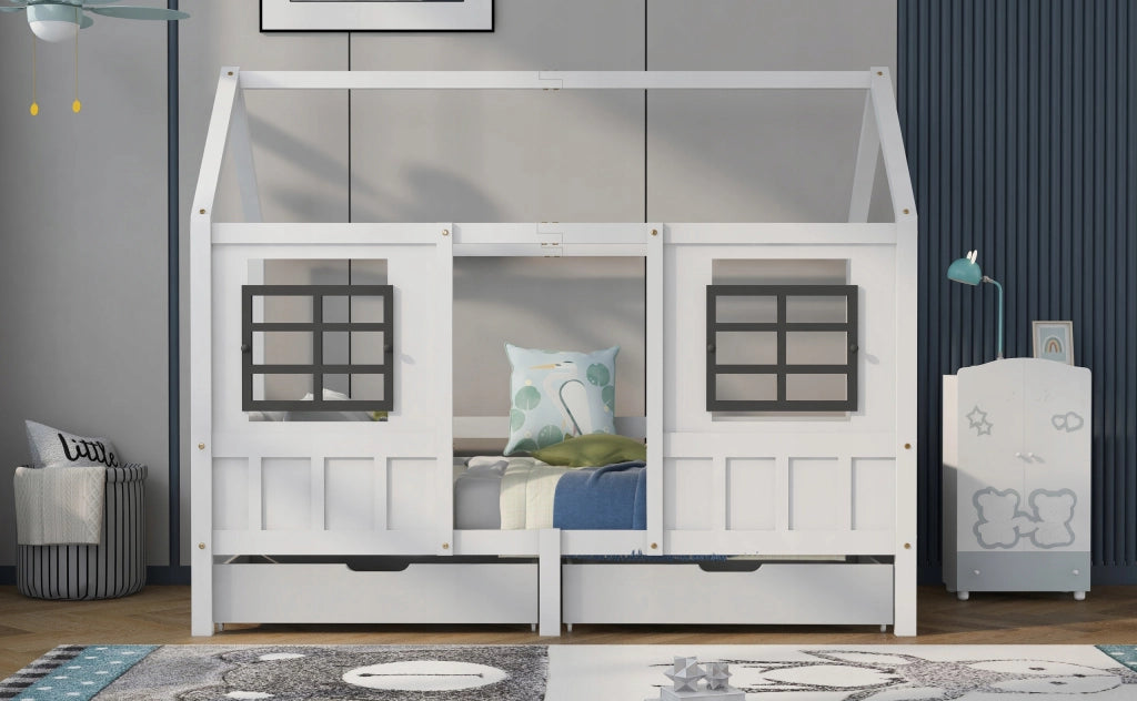 Letto per bambini con 2 cassetti - Xylo - Bianco