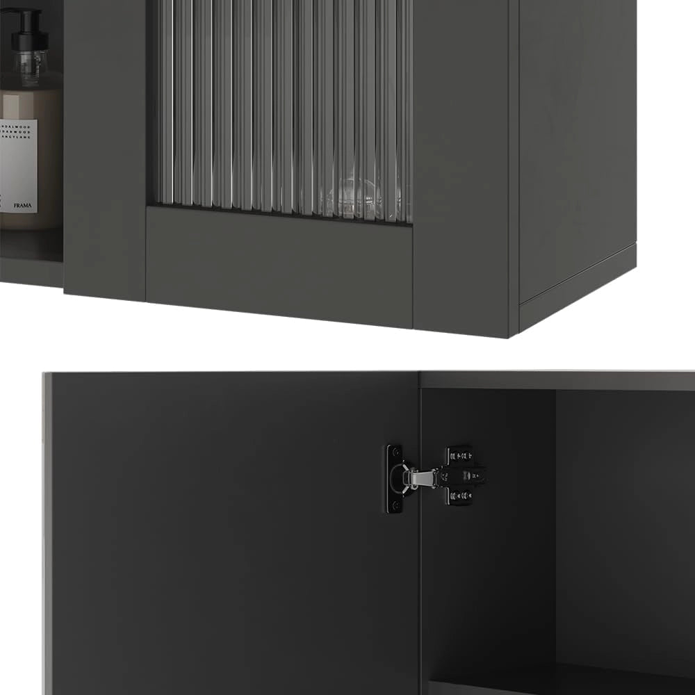 Mobile a specchio per il bagno Malte, Grigio, 60 x 50 cm con specchio, per la conservazione di accessori da bagno e combinabile con Malte