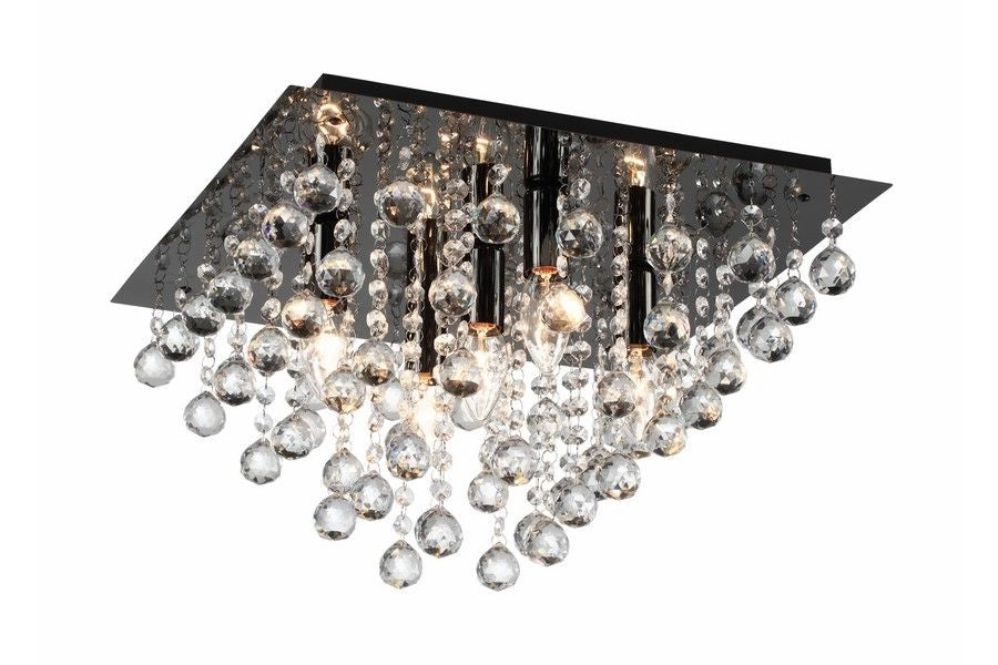 Plafoniera quadrata nera glamour cristalli 5xE14 Reality