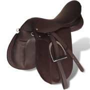 Set Sella Equitazione 17,5" in pelle naturale Marrone 18 cm 5-in-1 90648