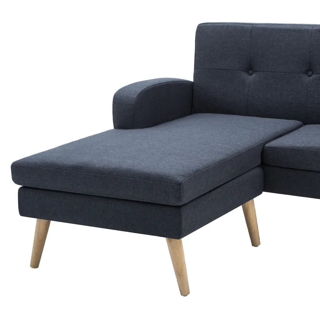 Divano a L Imbottito in Tessuto 186x136x79 cm Grigio Scuro cod mxl 19138