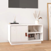 Mobile Porta TV-Mobile per TV-Credenza TV Bianco 70x34x40 cm in Legno Massello di Pino