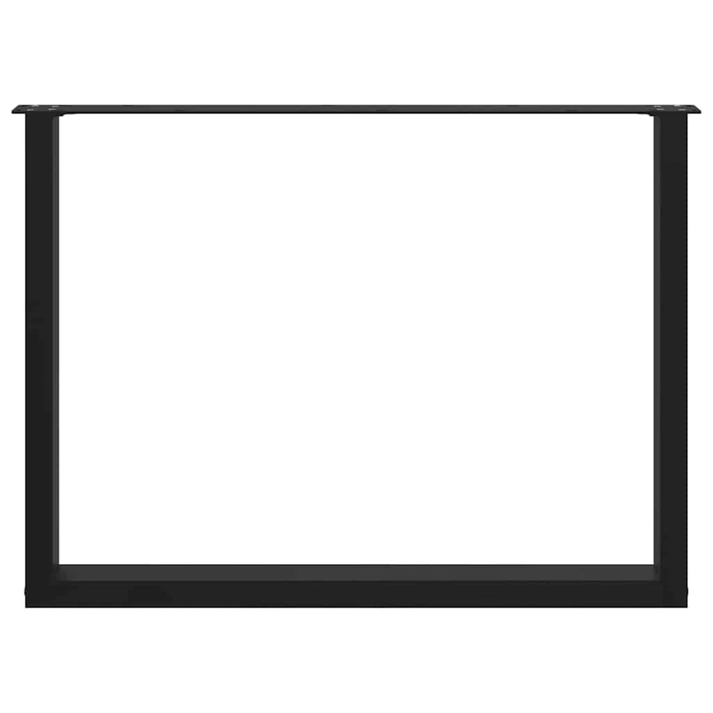 Set di 2 gambe per tavolo regolabili a forma di U 100 x 72 cm design estetico moderno in acciaio nero 02_0057436